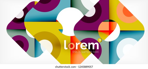 Geometric colorful shapes composition abstract background. Minimal dynamic design. Trendy abstract layout template for business or technology presentation or web brochure cover, wallpaper. Vector