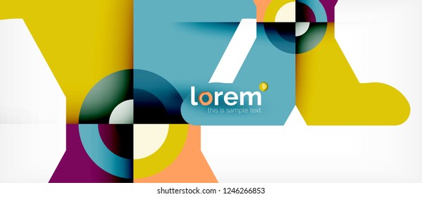 Composición de formas geométricas coloridas composición fondo abstracto. Diseño dinámico mínimo. Plantilla de diseño abstracto de moda para presentación de negocios o tecnología o portada de folletos web, fondo de pantalla. Vector