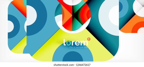 Geometric colorful shapes composition abstract background. Minimal dynamic design. Trendy abstract layout template for business or technology presentation or web brochure cover, wallpaper. Vector