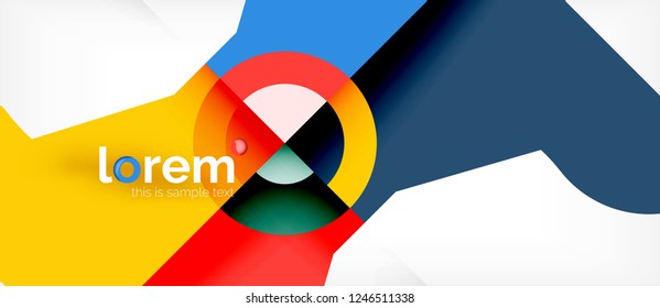 Geometric colorful shapes composition abstract background. Minimal dynamic design. Trendy abstract layout template for business or technology presentation or web brochure cover, wallpaper. Vector