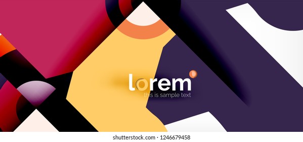 Formas coloridas geométricas composição fundo abstrato. Design dinâmico mínimo. Modelo de layout abstrato moderno para apresentação de negócios ou tecnologia ou capa de brochura da web, papel de parede. Vetor