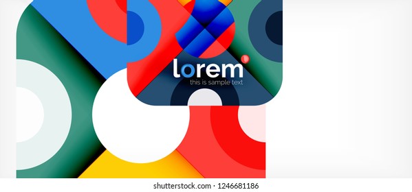 Geometric colorful shapes composition abstract background. Minimal dynamic design. Trendy abstract layout template for business or technology presentation or web brochure cover, wallpaper. Vector