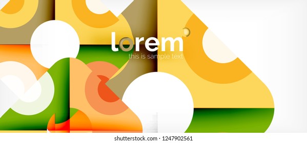 Geometric colorful shapes composition abstract background. Minimal dynamic design. Trendy abstract layout template for business or technology presentation or web brochure cover, wallpaper. Vector