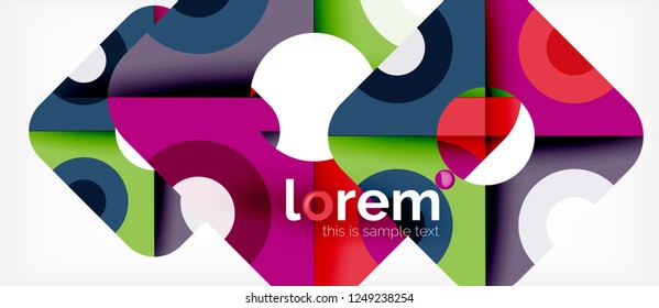 Geometric colorful shapes composition abstract background. Minimal dynamic design. Trendy abstract layout template for business or technology presentation or web brochure cover, wallpaper. Vector