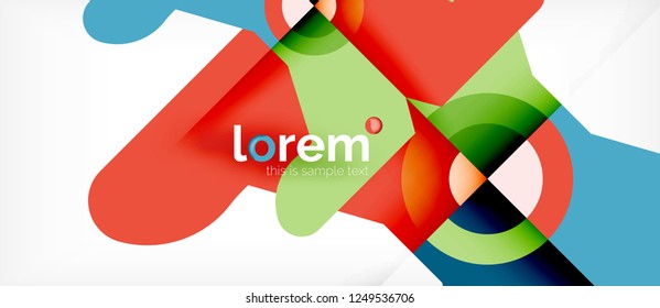Geometric colorful shapes composition abstract background. Minimal dynamic design. Trendy abstract layout template for business or technology presentation or web brochure cover, wallpaper. Vector