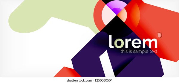 Geometric colorful shapes composition abstract background. Minimal dynamic design. Trendy abstract layout template for business or technology presentation or web brochure cover, wallpaper. Vector