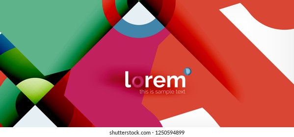Geometric colorful shapes composition abstract background. Minimal dynamic design. Trendy abstract layout template for business or technology presentation or web brochure cover, wallpaper. Vector