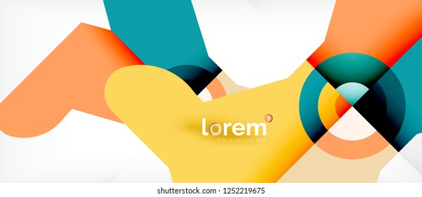 Geometric colorful shapes composition abstract background. Minimal dynamic design. Trendy abstract layout template for business or technology presentation or web brochure cover, wallpaper. Vector