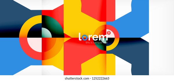 Geometric colorful shapes composition abstract background. Minimal dynamic design. Trendy abstract layout template for business or technology presentation or web brochure cover, wallpaper. Vector