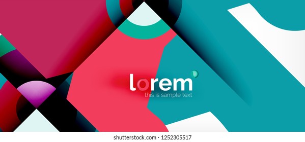 Geometric colorful shapes composition abstract background. Minimal dynamic design. Trendy abstract layout template for business or technology presentation or web brochure cover, wallpaper. Vector