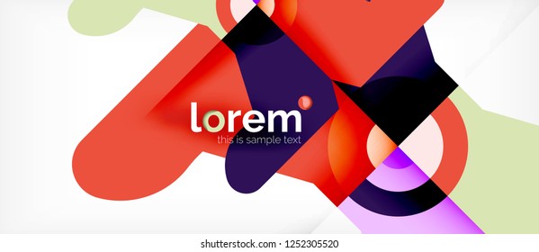 Geometric colorful shapes composition abstract background. Minimal dynamic design. Trendy abstract layout template for business or technology presentation or web brochure cover, wallpaper. Vector