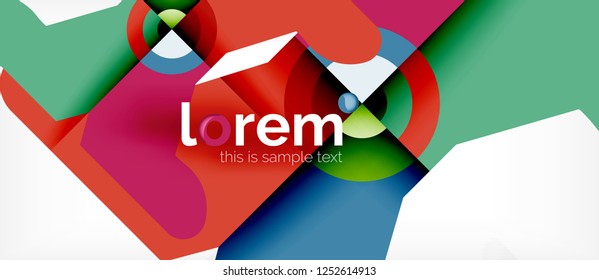 Geometric colorful shapes composition abstract background. Minimal dynamic design. Trendy abstract layout template for business or technology presentation or web brochure cover, wallpaper. Vector
