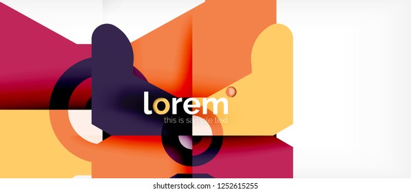 Geometric colorful shapes composition abstract background. Minimal dynamic design. Trendy abstract layout template for business or technology presentation or web brochure cover, wallpaper. Vector