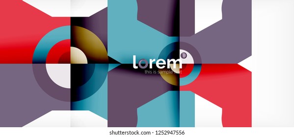 Geometric colorful shapes composition abstract background. Minimal dynamic design. Trendy abstract layout template for business or technology presentation or web brochure cover, wallpaper. Vector