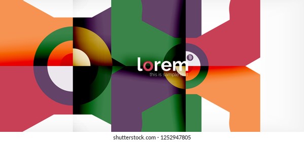 Geometric colorful shapes composition abstract background. Minimal dynamic design. Trendy abstract layout template for business or technology presentation or web brochure cover, wallpaper. Vector