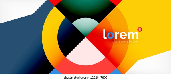 Geometric colorful shapes composition abstract background. Minimal dynamic design. Trendy abstract layout template for business or technology presentation or web brochure cover, wallpaper. Vector