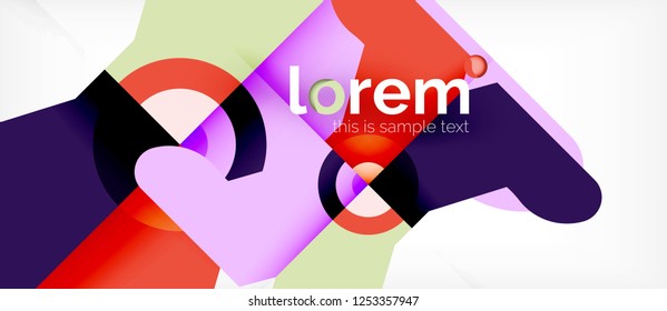 Geometric colorful shapes composition abstract background. Minimal dynamic design. Trendy abstract layout template for business or technology presentation or web brochure cover, wallpaper. Vector