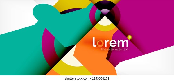 Geometric colorful shapes composition abstract background. Minimal dynamic design. Trendy abstract layout template for business or technology presentation or web brochure cover, wallpaper. Vector