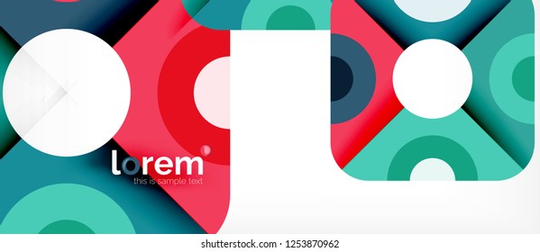 Geometric colorful shapes composition abstract background. Minimal dynamic design. Trendy abstract layout template for business or technology presentation or web brochure cover, wallpaper. Vector