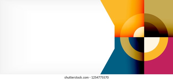 Geometrische, bunte Formen bilden abstrakten Hintergrund. Minimales dynamisches Design. Trendy abstrakte Layout-Vorlage für Geschäfts- oder Technologiepräsentation oder Web-Broschüre Titelbild, Bildschirmhintergrund. Vektorgrafik