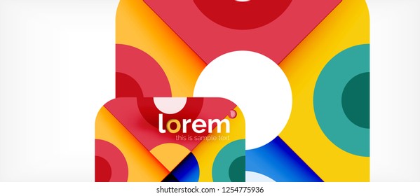 Geometric colorful shapes composition abstract background. Minimal dynamic design. Trendy abstract layout template for business or technology presentation or web brochure cover, wallpaper. Vector