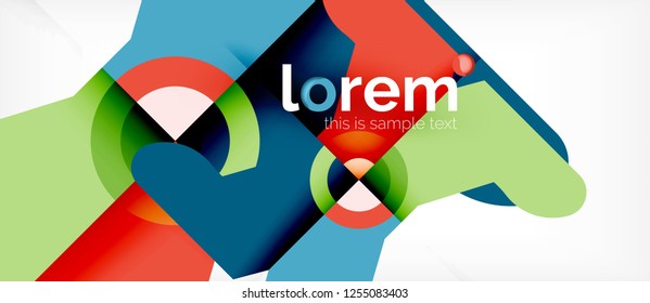 Geometric colorful shapes composition abstract background. Minimal dynamic design. Trendy abstract layout template for business or technology presentation or web brochure cover, wallpaper. Vector