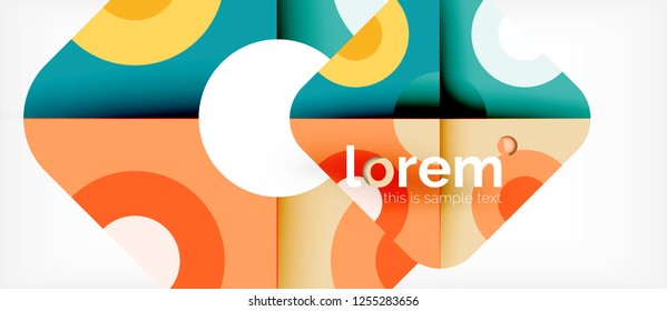 Geometric colorful shapes composition abstract background. Minimal dynamic design. Trendy abstract layout template for business or technology presentation or web brochure cover, wallpaper. Vector