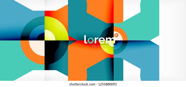 Geometric colorful shapes composition abstract background. Minimal dynamic design. Trendy abstract layout template for business or technology presentation or web brochure cover, wallpaper. Vector