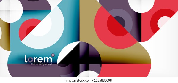 Geometric colorful shapes composition abstract background. Minimal dynamic design. Trendy abstract layout template for business or technology presentation or web brochure cover, wallpaper. Vector