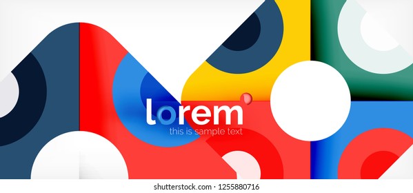 Geometric colorful shapes composition abstract background. Minimal dynamic design. Trendy abstract layout template for business or technology presentation or web brochure cover, wallpaper. Vector