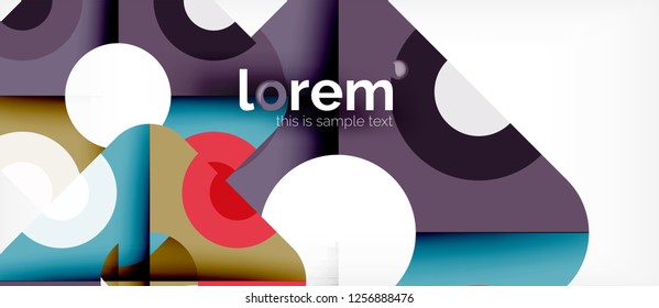 Geometric colorful shapes composition abstract background. Minimal dynamic design. Trendy abstract layout template for business or technology presentation or web brochure cover, wallpaper. Vector