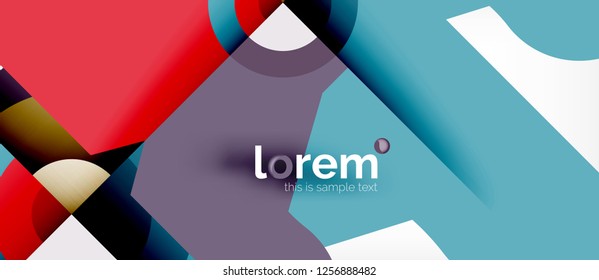 Geometric colorful shapes composition abstract background. Minimal dynamic design. Trendy abstract layout template for business or technology presentation or web brochure cover, wallpaper. Vector