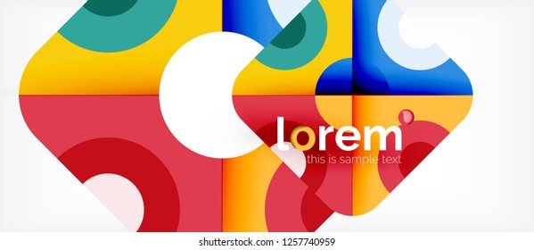 Composición de formas geométricas coloridas composición fondo abstracto. Diseño dinámico mínimo. Plantilla de diseño abstracto de moda para presentación de negocios o tecnología o portada de folletos web, fondo de pantalla. Vector