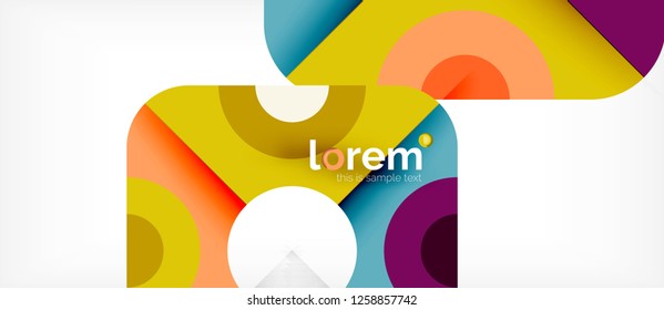 Geometrische, bunte Formen bilden abstrakten Hintergrund. Minimales dynamisches Design. Trendy abstrakte Layout-Vorlage für Geschäfts- oder Technologiepräsentation oder Web-Broschüre Titelbild, Bildschirmhintergrund. Vektorgrafik