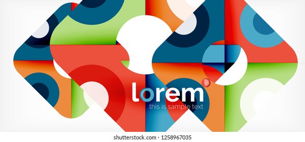 Geometric colorful shapes composition abstract background. Minimal dynamic design. Trendy abstract layout template for business or technology presentation or web brochure cover, wallpaper. Vector