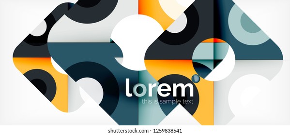 Geometric colorful shapes composition abstract background. Minimal dynamic design. Trendy abstract layout template for business or technology presentation or web brochure cover, wallpaper. Vector