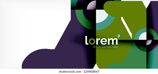 Geometric colorful shapes composition abstract background. Minimal dynamic design. Trendy abstract layout template for business or technology presentation or web brochure cover, wallpaper. Vector