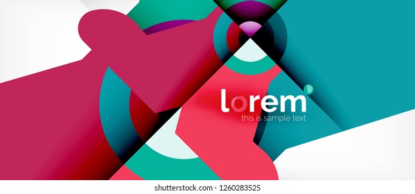 Geometric colorful shapes composition abstract background. Minimal dynamic design. Trendy abstract layout template for business or technology presentation or web brochure cover, wallpaper. Vector