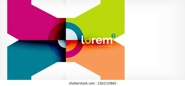 Geometrische, bunte Formen bilden abstrakten Hintergrund. Minimales dynamisches Design. Trendy abstrakte Layout-Vorlage für Geschäfts- oder Technologiepräsentation oder Web-Broschüre Titelbild, Bildschirmhintergrund. Vektorgrafik