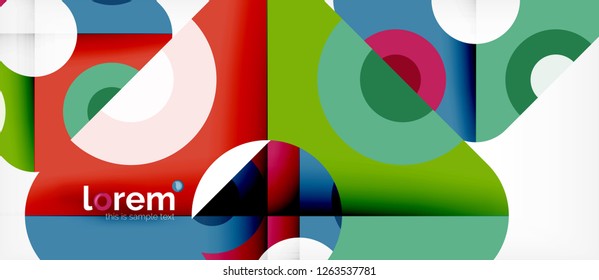 Geometric colorful shapes composition abstract background. Minimal dynamic design. Trendy abstract layout template for business or technology presentation or web brochure cover, wallpaper. Vector