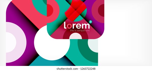 Geometric colorful shapes composition abstract background. Minimal dynamic design. Trendy abstract layout template for business or technology presentation or web brochure cover, wallpaper. Vector