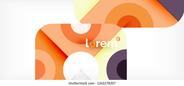 Geometrische, bunte Formen bilden abstrakten Hintergrund. Minimales dynamisches Design. Trendy abstrakte Layout-Vorlage für Geschäfts- oder Technologiepräsentation oder Web-Broschüre Titelbild, Bildschirmhintergrund. Vektorgrafik