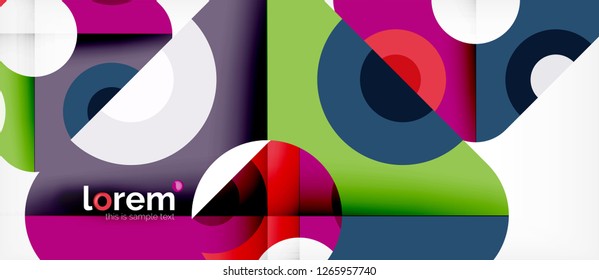 Geometric colorful shapes composition abstract background. Minimal dynamic design. Trendy abstract layout template for business or technology presentation or web brochure cover, wallpaper. Vector