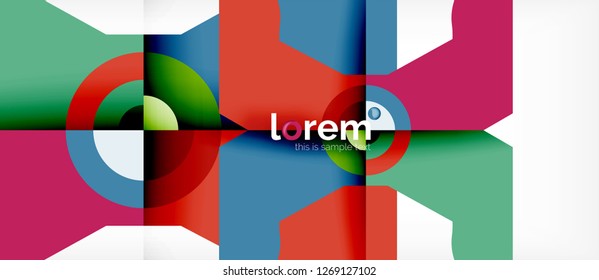 Composición de formas geométricas coloridas composición fondo abstracto. Diseño dinámico mínimo. Plantilla de diseño abstracto de moda para presentación de negocios o tecnología o portada de folletos web, fondo de pantalla. Vector