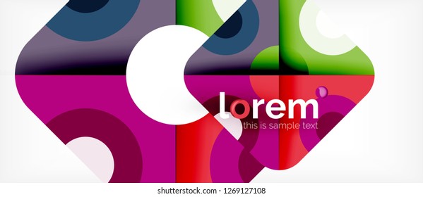 Composición de formas geométricas coloridas composición fondo abstracto. Diseño dinámico mínimo. Plantilla de diseño abstracto de moda para presentación de negocios o tecnología o portada de folletos web, fondo de pantalla. Vector