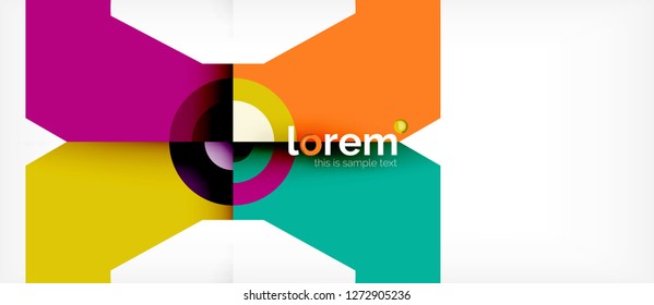 Geometrische, bunte Formen bilden abstrakten Hintergrund. Minimales dynamisches Design. Trendy abstrakte Layout-Vorlage für Geschäfts- oder Technologiepräsentation oder Web-Broschüre Titelbild, Bildschirmhintergrund. Vektorgrafik