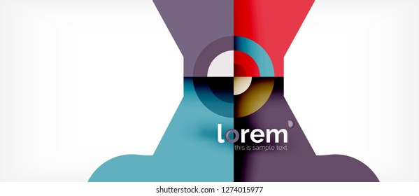 Geometrische, bunte Formen bilden abstrakten Hintergrund. Minimales dynamisches Design. Trendy abstrakte Layout-Vorlage für Geschäfts- oder Technologiepräsentation oder Web-Broschüre Titelbild, Bildschirmhintergrund. Vektorgrafik