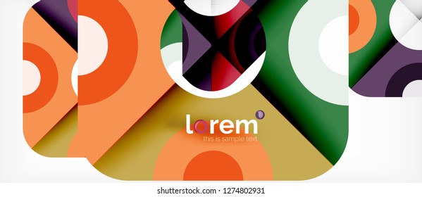 Geometric colorful shapes composition abstract background. Minimal dynamic design. Trendy abstract layout template for business or technology presentation or web brochure cover, wallpaper. Vector