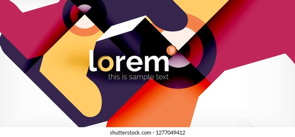 Geometric colorful shapes composition abstract background. Minimal dynamic design. Trendy abstract layout template for business or technology presentation or web brochure cover, wallpaper. Vector