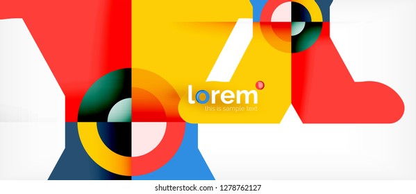 Geometric colorful shapes composition abstract background. Minimal dynamic design. Trendy abstract layout template for business or technology presentation or web brochure cover, wallpaper. Vector